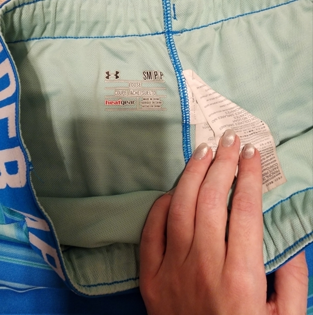 Under Armour Blue and Green Athletic Shorts Size S - Picture 2 of 2